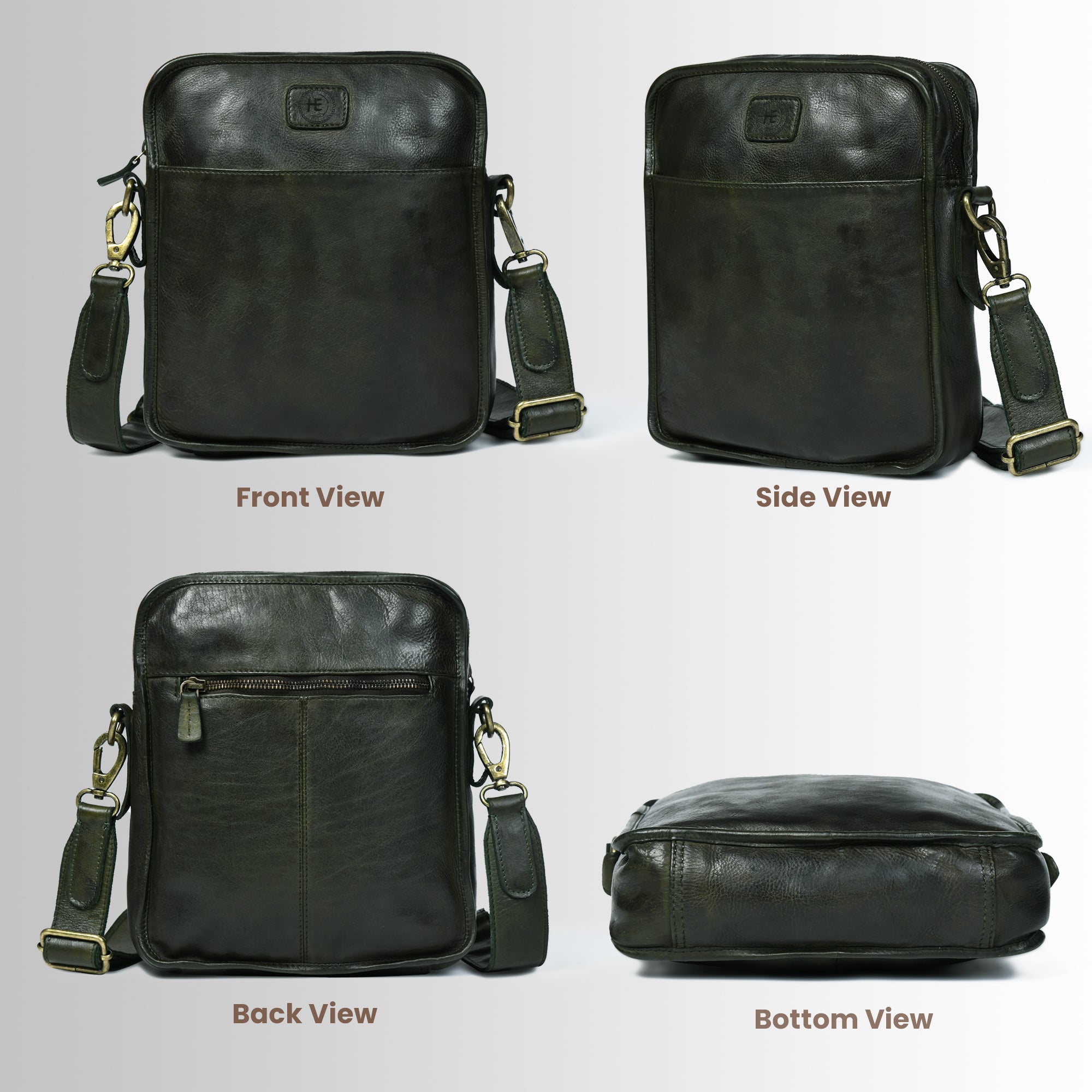 Verdant Trail Leather Sling Bag – Olive Colour